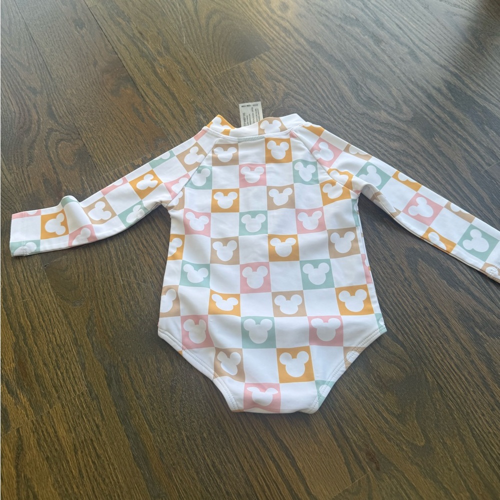 Sweet Pea Baby Kids Long-Sleeve One-Piece Swimsuit in Pastel Multi Mickey Disney